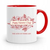 Kubek Czerwony Na Walentynki Happy Valentines Day Z Nadrukiem Ze Zdjęciem