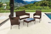 ZESTAW MEBLI OGRODOWYCH Z TECHNORATTANU ŁAWKA STÓŁ KRZESŁA BRĄZ MultiGarden