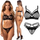 Komplet bielizny damskiej paski a'la lateks Obsessive Dominna L/XL