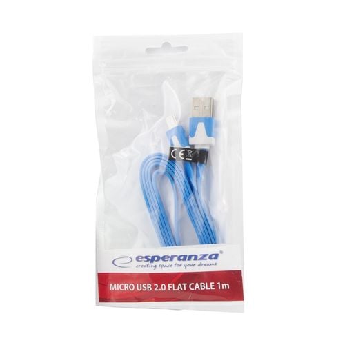 eb182b esperanza kabel micro usb 2.0 a-b m/m 1.8m płaski niebieski na Arena.pl
