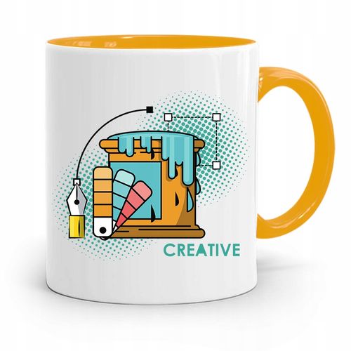 Kubek Żółty Prezent Dla Grafika Creative Z Nadrukiem Ze Zdjęciem na Arena.pl