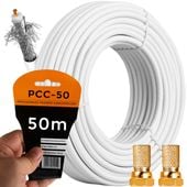 KABEL ANTENOWY PRZEWÓD KONCENTRYCZNY TV LTE ODPORNY UV 4K HD 50M + WTYKI F