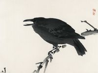 Plakat 100x75cm Crow, Kōno Bairei Japoński Vintage do Salonu