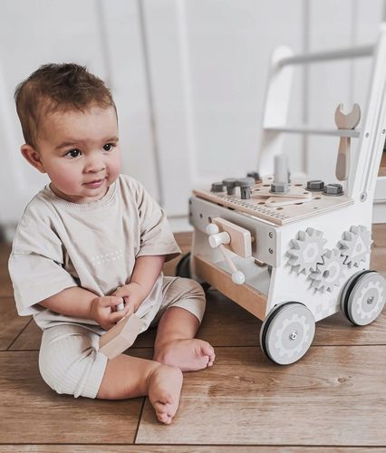 Drewniany Warsztat Dla Dzieci 3w1 Chodzik Pchacz Wózek 47 elementów Solidny na Arena.pl