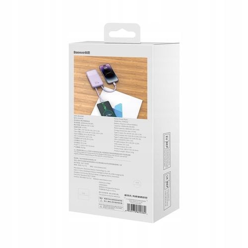 BASEUS SZYBKI POWER BANK 10000mAh 22,5W POWERBANK Z KABLAMI USB-C LIGHTNING na Arena.pl