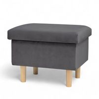 Ciemny szary Podnóżek do fotela, Pufa ze schowkiem