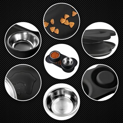 PODWÓJNA MISKA DLA PSA KOTA ANTYPOŚLIZGOWA + PODKŁADKA POD MISKI 2x450 ml na Arena.pl