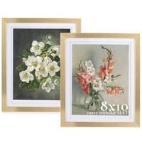 Złota Ramka na Zdjęcia 20x25 cm Dwuwarstwowa Drewniana na Ścianę i Blat