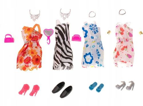 SUKIENKI DLA LALEK + AKCESORIA GADŻETY UBRANKA WÓZEK MEGA ZESTAW 125 SZT na Arena.pl