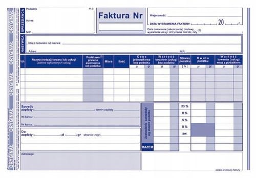 faktura vat (pełna) a5 103-3e na Arena.pl