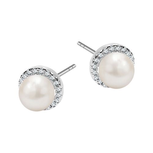 srebrne kolczyki z perłami i cyrkoniami - kdk6239 na Arena.pl