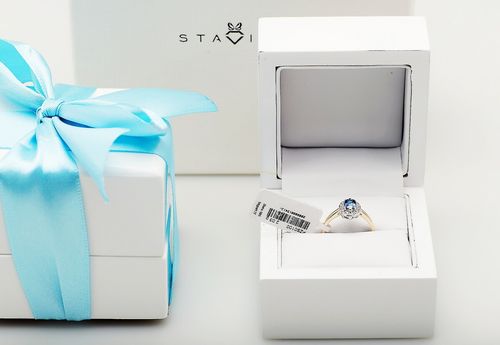 pierścionek z szafirem i diamentami dowolne złoto 585 żółte 18 na Arena.pl