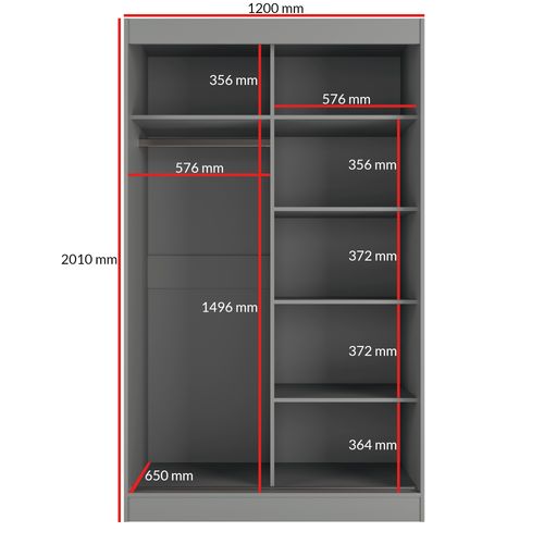 Szafa przesuwna Como 2D 120 Szara (lacobel) na Arena.pl