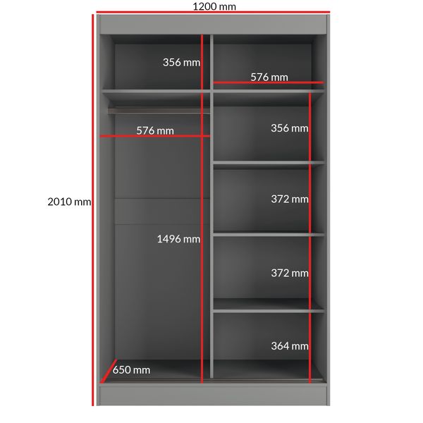 Szafa przesuwna Como 2D 120 Szara (lacobel) zdjęcie 2