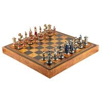 Ekskluzywne Szachy Italfama Maria Stuarda 9,4cm + Plansza 3w1 Ekoskóra 48cm
