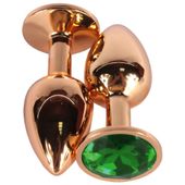 Korek Analny Z Zielonym Kryształem Gold Diamond Plug Green