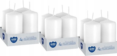 Świeca walec BISPOL Aura 9H 8CM SW40/80 BIAŁA 12szt. (3x4szt.) na Arena.pl