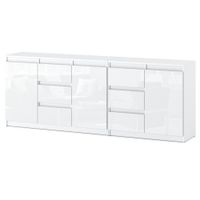 Komoda Biała Połysk 6 Szuflad Nowoczesna 200cm Pojemna Szafka Młodzieżowa