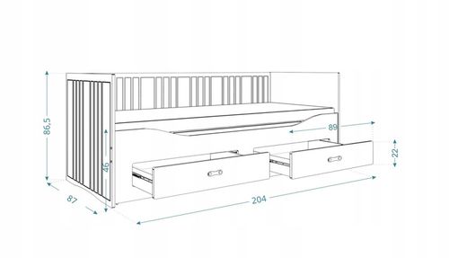 Łóżko tapicerowane rozkładane szuflady HERMES T na Arena.pl