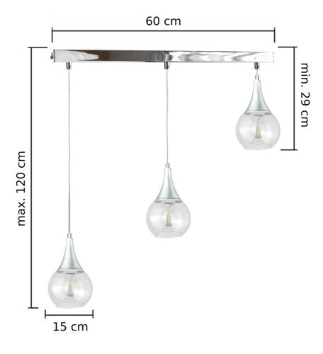 Lampa wisząca 3xE27 LACRIMA CLEAR SILVER na Arena.pl