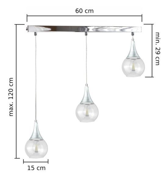 Lampa wisząca 3xE27 LACRIMA CLEAR SILVER zdjęcie 2