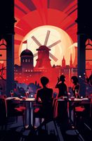 Plakat 53x81cm Wieczorne Bale przy Wiatraku