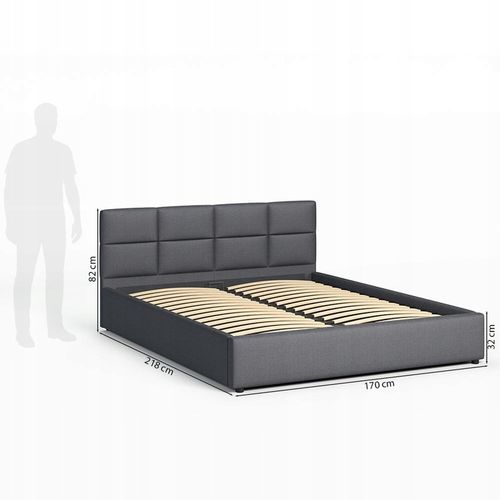 Łóżko tapicerowane 160×200 z pojemnikiem i zagłówkiem Mika szare na Arena.pl