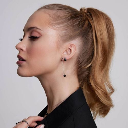 srebrne stylowe kolczyki z czarnym agatem - kdk6600 na Arena.pl