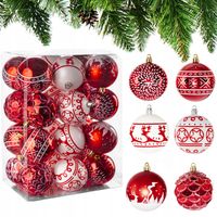Bombki choinkowe nietłukące 24 szt 7cm ZESTAW BOMBEK ŚWIĘTA