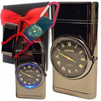 BRELOK ZAPALNICZKA ŻAROWA ZEGAREK TARCZOWY LED ETUI Z KOKARDĄ + KOMPAS