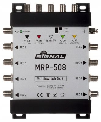 Multiswitch satelitarny DVB-T2 MRP-508 5 wejść 8 wyjść 5/8 Signal na Arena.pl