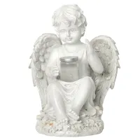 Figurka Świecznik Dekoracja Posążek Aniołek Solarny Led do Ogrodu na Grób