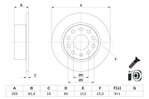 TARCZA HAM TYL 253X10 P BOSCH na Arena.pl