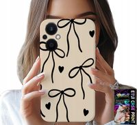 ETUI DO OPPO RENO8 LITE 5G - BEŻOWE KOKARDKI WSTĄŻKA MODNE WZORY