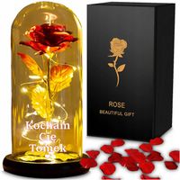 WIECZNA RÓŻA W SZKLE LED Z GRAWEREM KOCHAM CIĘ PREZENT NA WALENTYNKI