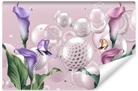Fototapeta Kolorowe KWIATY Motyle Kule Abstrakcja Efekt 3D 300cm x 210cm