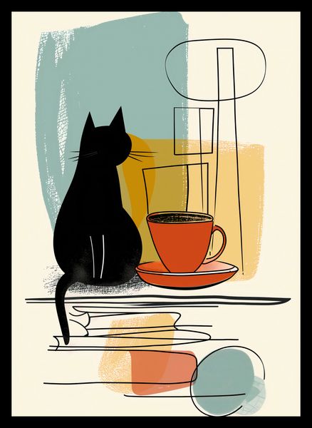 Plakat 25x35cm Kot i Kawa zdjęcie 2