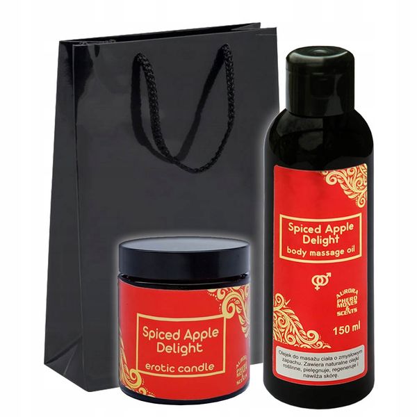 Zestaw na prezent olejek do ciała 150 ml świeca podniecająca 100 g jabłko zdjęcie 1