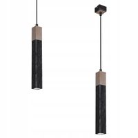 2X Lampa wisząca SOLO SAWN BLACK / PATINATED WOOD 1x mini GU10