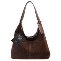 Torebka Damska Zamszowa BAD&BAGS Na Ramię Torba Pojemna Brązowa Elegancka