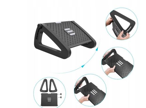 PODNÓŻEK BIUROWY PODSTAWA PLATFORMA POD STOPY REGULOWANY 6X ANTYPOŚLIZGOWY na Arena.pl