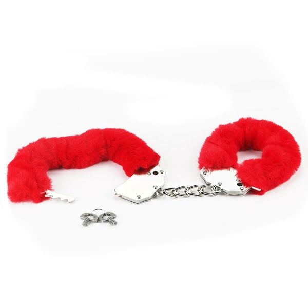 Fetish Pleasure Fluffy Handcuffs Red zdjęcie 4
