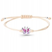 Bransoletka dla dziewczynki srebrna sznurkowa 925