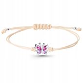 Bransoletka dla dziewczynki srebrna sznurkowa 925