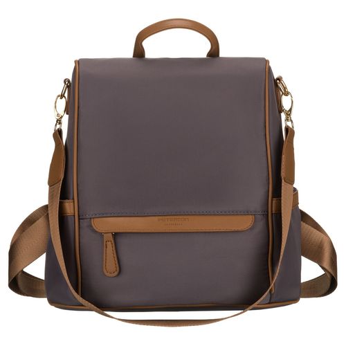 szary plecak damski z nylonu i skóry ekologicznej z doczepianym paskiem, na Arena.pl