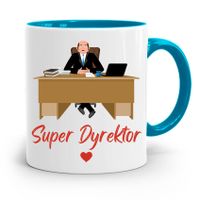 Dla Dyrektora Kubek Błękitny Super Dyrektor Z Nadrukiem Ze Zdjęciem