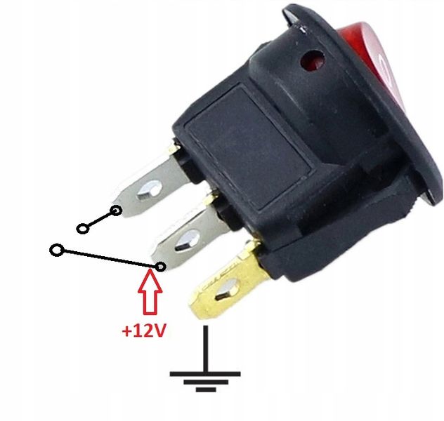 Przełącznik SPST czerwony 12V LED DC samochodowy zdjęcie 2