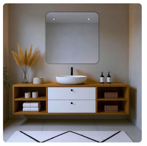 LUSTRO 110x110 cm ZAOKRĄGLONE ROGI BEZ OŚWIETLENIA ŁAZIENKOWE BEZ RAMY na Arena.pl