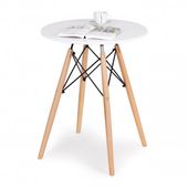 STÓŁ SKANDYNAWSKI 60CM MATOWA BIEL DREWNO BUKOWE MDF