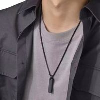 Czarny Naszyjnik dla Mężczyzn Vintage Płaski Prostokąt Łańcuszek STAL Punk